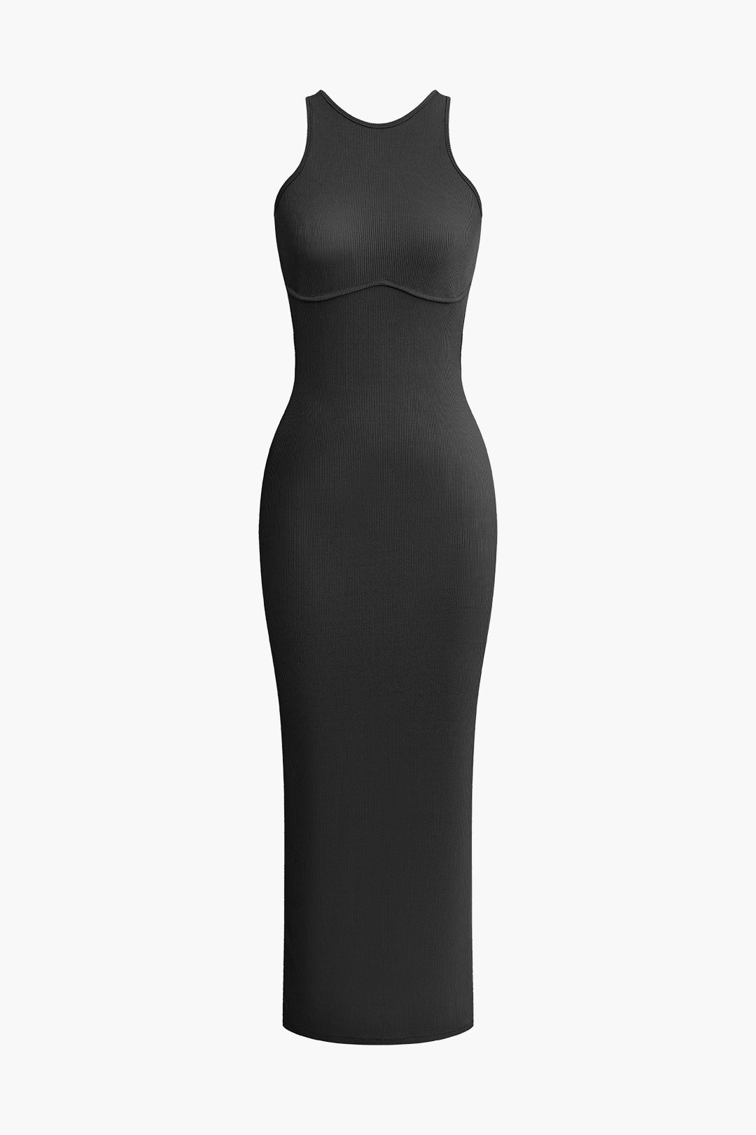 Cross Backless Slit Slim Midi Dress