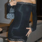 Black Bandeau Slim Mini Dress with Lace