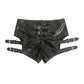 Black punk leather shorts with buckle