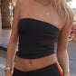 Mehrfarbiges Y2k Gestreiftes Slim Fit Bauchfreies Bandeau Top