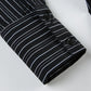 Black Vintage Stripe V Neck Slim Fit Long Sleeve Shirt