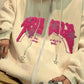 Multicolored oversized vintage hoodie with flocked star print for men