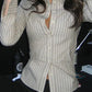 Classic Striped Slim Fit Long Sleeve Blouse