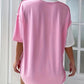 Pink Color Block Oversize Patchwork T-Shirt 