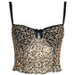 Vintage Bow Lace Splice Leopard Print Cami Top