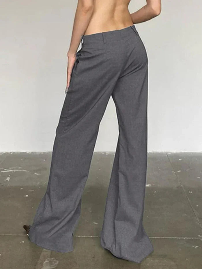 Grey Vintage Versatile Low Rise Tailor Pants