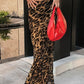 Vintage Leopard Print Slim Maxi Skirt