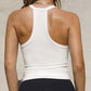 White Classic Cami Top with Narrow V Neck Knit