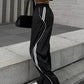 Contrast Retro Side Stripe Wide Leg Pants