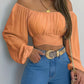 JY Orange Vintage Cross Tie Back Off Shoulder Crop Blouse / Orange Vintage Cross Tie Back Off Shoulder Crop Blouse 