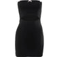 Black Y2K bandeau mini dress with bow decor