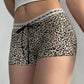 Punk Low Rise Leopard Print Shorts with Lace Trim