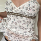 Vintage Lace Stitching Ruffled Perspective Mesh Cami Top