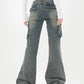 Retro Workwear Slim Version Cargo Flared Jeans