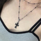 Cross Necklace with Double Layered Pearls