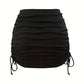 Black Vintage Side Tie Drawstring Mini Skirt