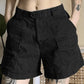 Black Classic Jeans Cargo Shorts with Straight Leg
