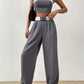 Contrast Color Vintage Off Shoulder Bandeau Top &amp; Pants Two Piece Set 