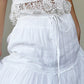 White vintage maxi skirts with lace trim and straps