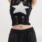 Black Y2K Knitted Hollow Star Tank Top 