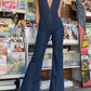 Vintage High Rise Denim Jumpsuit with Zipper