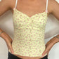 Yellow Y2K ruffle crop top with floral print