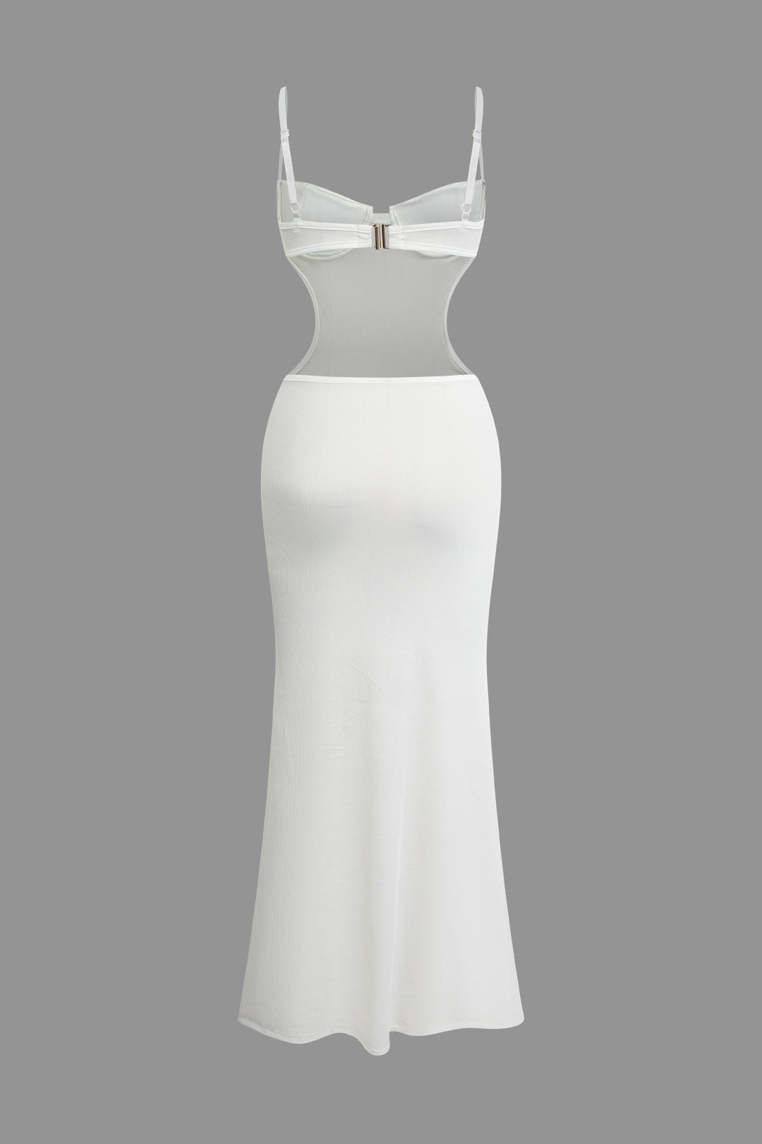 White Cut Out Backless Bustier Slip Maxi Dress