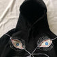 Schwarzer Vintage Augenmuster Oversized Hoodie