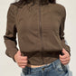 Brown Y2K Zipper High Collar Slimming Jacket