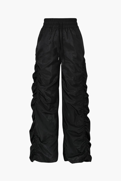 Hip Hop Drawstring Waist Baggy Cargo Pants with Drawstring