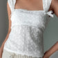 Vintage White Embroidered Tank Top with Lace Bows