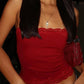 Red Vintage Slimming Lace Cami Top