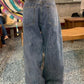 Blue Hip Hop Washed Irregular Pockets Splice Cargo Jeans