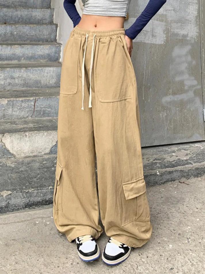 Vintage baggy cargo pants with drawstring and large pockets