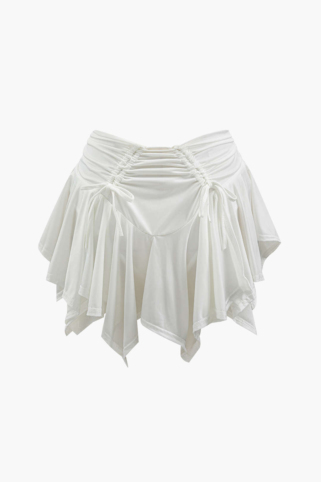 Vintage Ruched Drawstring Asymmetrical Mini Skirt