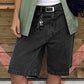 High-rise, straight-leg denim shorts