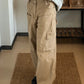 Khaki vintage cargo pants with pockets