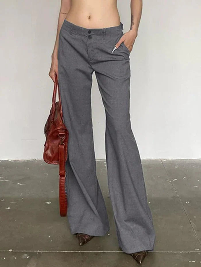 Grey Vintage Versatile Low Rise Tailor Pants