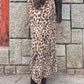 Vintage Leopard Printed High Waist Maxi Skirt