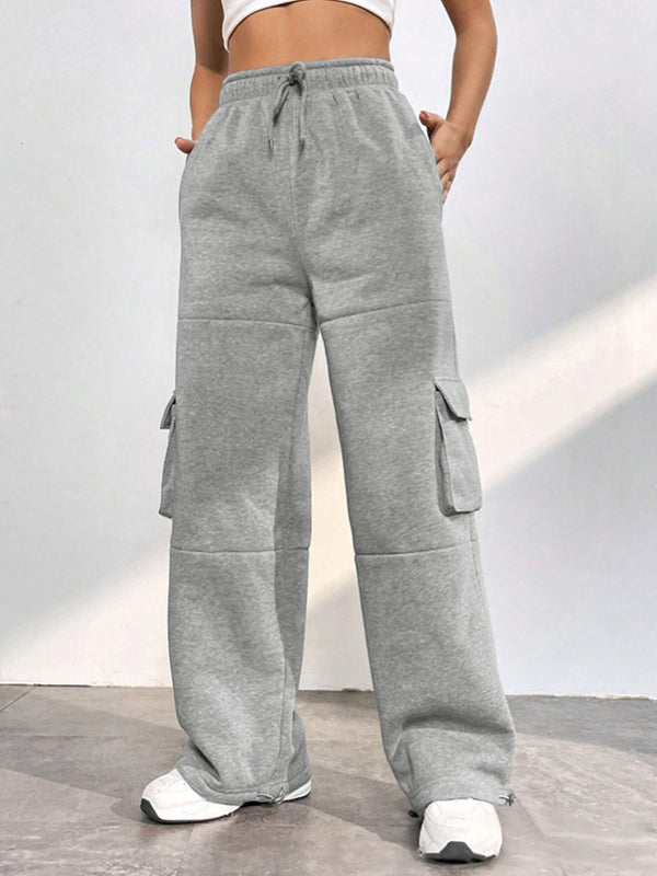 Grey vintage sweatpants with flap pockets