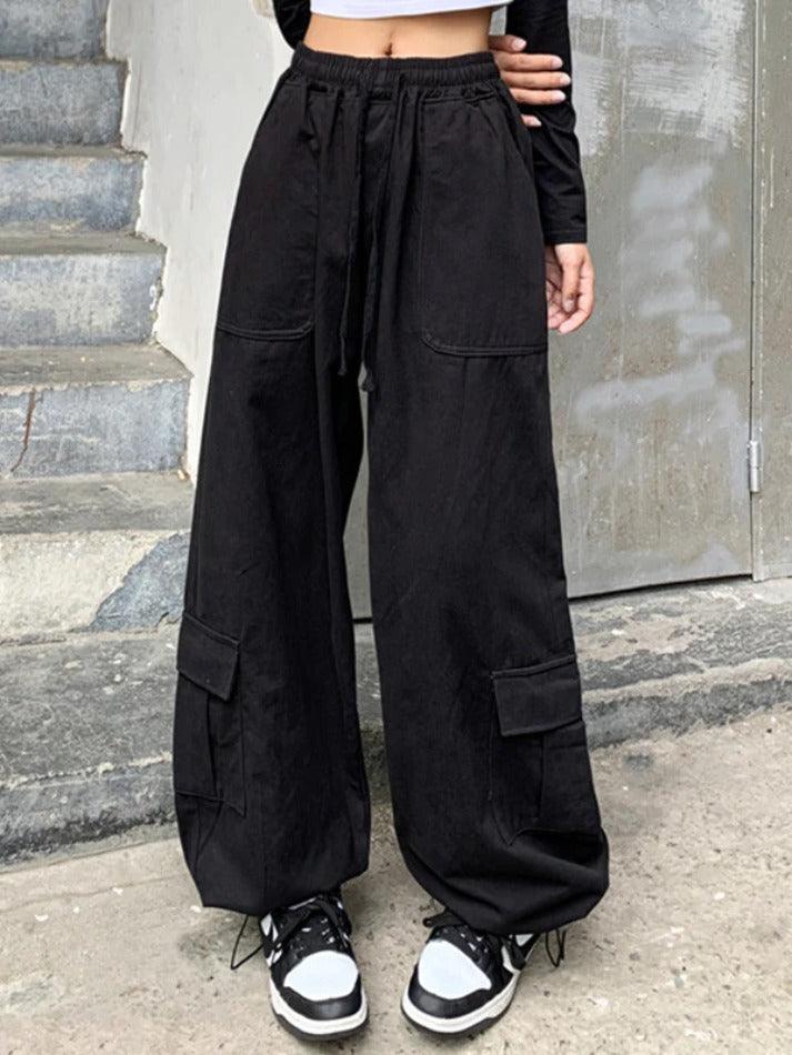 Vintage baggy cargo pants with drawstring and large pockets