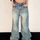 Vintage Loose Boyfriend Jeans with Mopping Detail