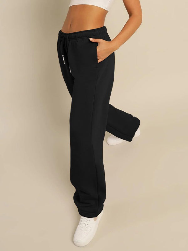 Black classic loose fit jogging pants with drawstring