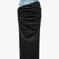 Classic denim patchwork skirt with color block and ruffles