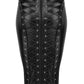 Black gothic faux leather wrap midi skirt with lacing and back zip