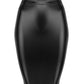 Black gothic faux leather wrap midi skirt with lacing and back zip