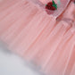 Pink Vintage Style Sequin Strawberry Mesh Pleated Maxi Dress