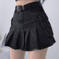 Pleated denim cargo mini skirt with pocket