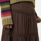 Brown Vintage Tiered Midi Skirt