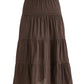 Brown Vintage Tiered Midi Skirt